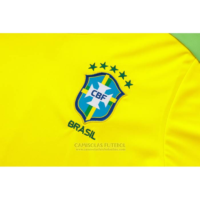 Fato de Treino Brasil Manga Curta 2024-2025 Amarelo - Calcas Curta